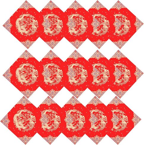 20 قطعة من ورق شخصية فو الفارغة باللون الأحمر شوان ورقة شخصية دو فانغ مربعة فو لمهرجان الربيع ديكورات السنة الصينية الجديدة in Kuwait