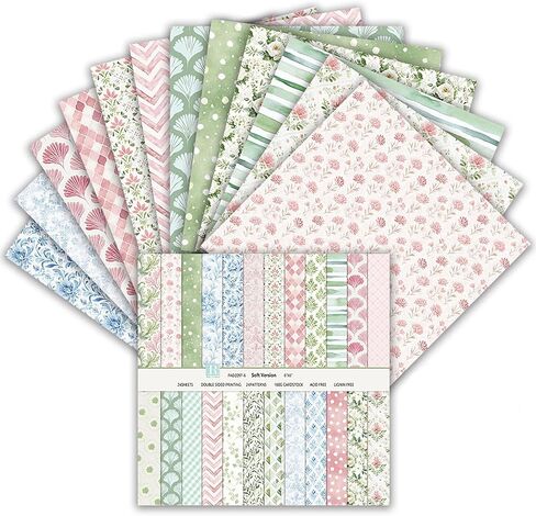 Scrapbook Paper Double Sided 6x6 in Decorative Craft Paper for Scrapbooking, 24 Sheets Patterned Background Papers for Junk Journals Greeting Cards Decoration (Spring 02) in Saudi Arabia