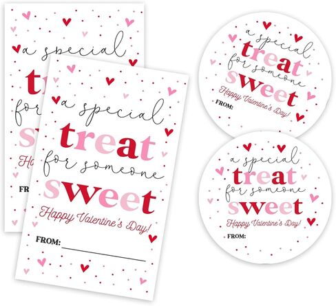 Valentine's Day Stickers, Treat Sweet Valentines Sticker, 40 Pcs Valentine's Day Round & Rectangle Stickers, Valentines Sticker Tags for Gift Packaging Classroom - A02 in Saudi Arabia