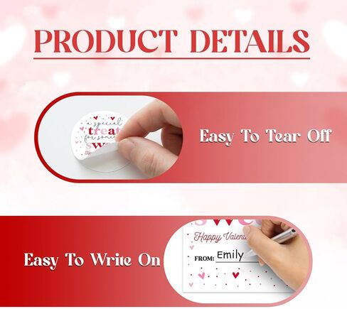 Valentine's Day Stickers, Treat Sweet Valentines Sticker, 40 Pcs Valentine's Day Round & Rectangle Stickers, Valentines Sticker Tags for Gift Packaging Classroom - A02 in Saudi Arabia