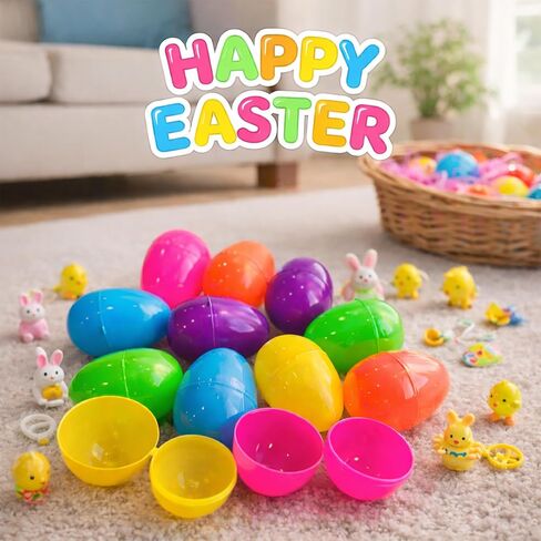 بيض عيد الفصح 30 عبوة، بيض عيد الفصح البلاستيكي القابل للتعبئة مقاس 2.3 بوصة، تشكيلة ألوان زاهية لصيد بيض عيد الفصح، هدايا الحفلات وحشوات المفاجآت in Kuwait