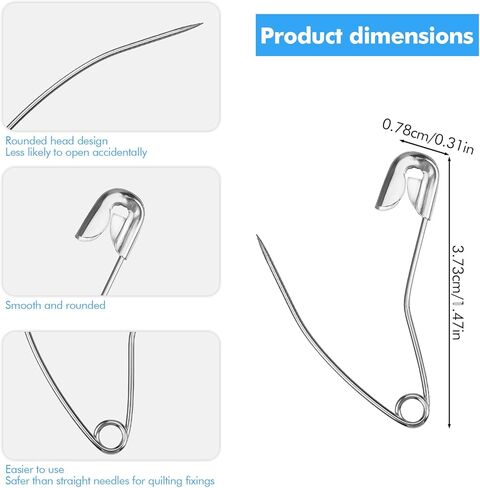 200 Pack 1.5 Inch Quilting Pins Curved Sewing Pins Stainless Steel Bent Safety Basting Pin for Quilting Knitting and Crafting in Saudi Arabia