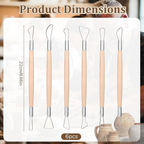 6 Pcs Clay Sculpting Tools, Wire Loop Sculpture Tools, Double Head Wooden Handle Clay Carving Tools Set, Clay Sculpting Tools for Beginner Level Pottery and Smoothing, Cleaning, Carving, Shaping in Saudi Arabia