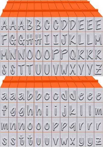 PEGZ® V2 Alphabet Stamps Clickable - Connectable Orange Crush Font (48 Uppercase & 48 Lowercase, 4 Blanks 100 pc Medium Size) in Saudi Arabia