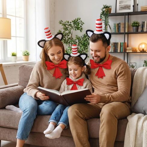 2 Pcs Cat Costume with Cat Ears Headband Bowtie Fit World Book Day Halloween Cosplay Party Costume Accessories Red in Saudi Arabia