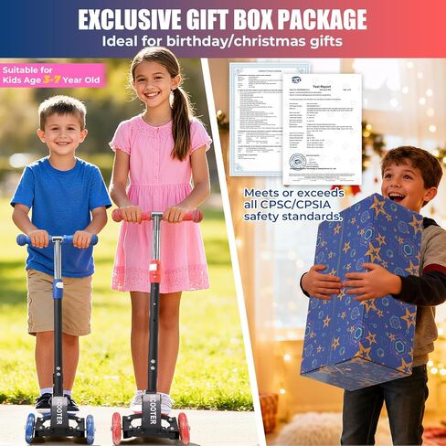 Foldable Kids Scooter with Lean-to-Steer Technology, LED Light-Up Wheels, and Quick-Adjust Handlebar – Ideal Outdoor Gift for Ages 3/4/5/6/7 in Kuwait