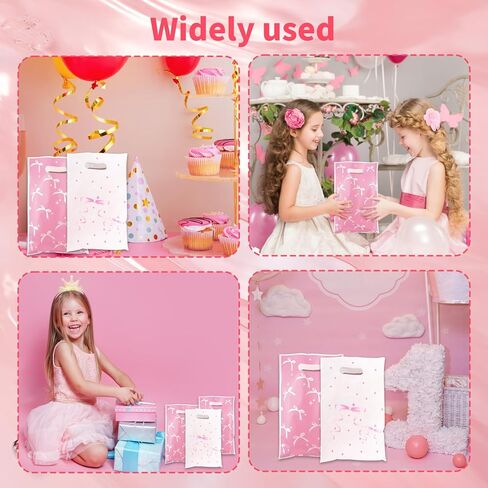 Pink Bow Gift Bags - 30 PCS Candy Goodie Treat Bags Retail Shopping Bag, Bow Party Favors Bag, Cute Plastic Pink Bows Decorations for Birthday Bridal Shower Engage Wedding Sweet Party Supplies in Saudi Arabia