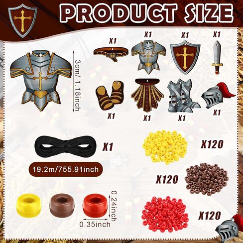 Memorywuu 24 Sets Armor of God Necklace Craft Kit DIY Religious Christian Medieval Necklace Wooden Pendants Beads Elastic Cord Armor of God Decor for Vbs Sunday School Supplies Bible in Saudi Arabia