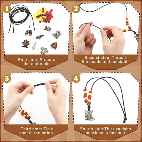 Memorywuu 24 Sets Armor of God Necklace Craft Kit DIY Religious Christian Medieval Necklace Wooden Pendants Beads Elastic Cord Armor of God Decor for Vbs Sunday School Supplies Bible in Saudi Arabia