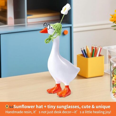 Mini Desk Goose 7 Inches - Cute Kawaii Goose Desk Figurine, Magnetic Key Holder with Duck Decor Accessories for Office & Porch for Women with Motivational Cards, Aesthetic Fun Decor in Saudi Arabia