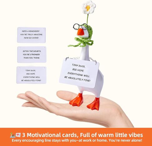 Mini Desk Goose 7 Inches - Cute Kawaii Goose Desk Figurine, Magnetic Key Holder with Duck Decor Accessories for Office & Porch for Women with Motivational Cards, Aesthetic Fun Decor in Saudi Arabia