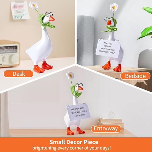 Mini Desk Goose 7 Inches - Cute Kawaii Goose Desk Figurine, Magnetic Key Holder with Duck Decor Accessories for Office & Porch for Women with Motivational Cards, Aesthetic Fun Decor in Saudi Arabia