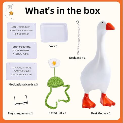 Mini Desk Goose 7 Inches - Cute Kawaii Goose Desk Figurine, Magnetic Key Holder with Duck Decor Accessories for Office & Porch for Women with Motivational Cards, Aesthetic Fun Decor in Saudi Arabia
