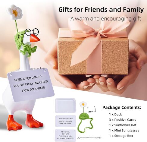 Mini Desk Goose 7 Inches - Cute Kawaii Goose Desk Figurine, Magnetic Key Holder with Duck Decor Accessories for Office & Porch for Women with Motivational Cards, Aesthetic Fun Decor in Saudi Arabia