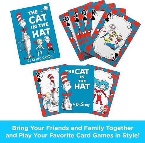 AQUARIUS Cat in The Hat Playing Cards - Dr. Seuss Themed Deck of Cards for Your Favorite Card Games - Officially Licensed Dr. Seuss Merchandise & Collectibles in Saudi Arabia