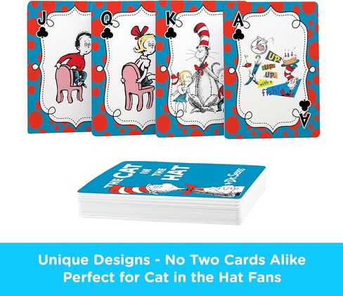 AQUARIUS Cat in The Hat Playing Cards - Dr. Seuss Themed Deck of Cards for Your Favorite Card Games - Officially Licensed Dr. Seuss Merchandise & Collectibles in Saudi Arabia