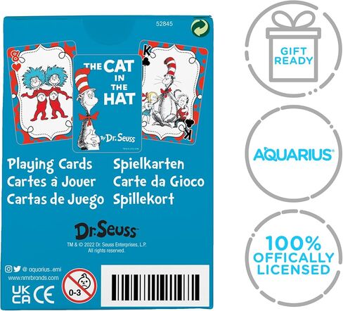 AQUARIUS Cat in The Hat Playing Cards - Dr. Seuss Themed Deck of Cards for Your Favorite Card Games - Officially Licensed Dr. Seuss Merchandise & Collectibles in Saudi Arabia