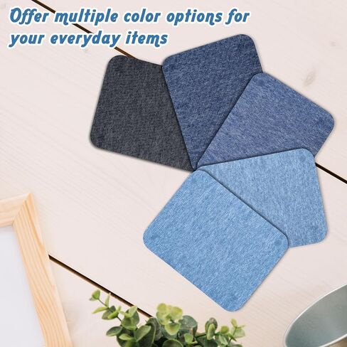 20 Pcs Denim Patches for Inside Jeans, Iron on Jean Patches for Clothes, Cotton Denim Repair Patch with Sewing Kit for Inside Jeans Fabric Kit, Jeans Knee, Pants, Clothing (5 Color) in Saudi Arabia