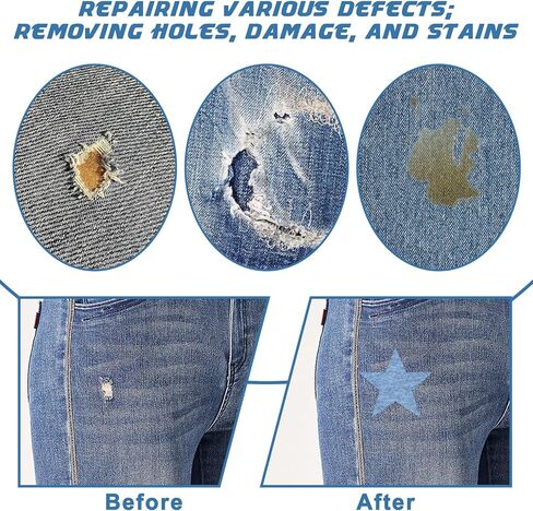 20 Pcs Denim Patches for Inside Jeans, Iron on Jean Patches for Clothes, Cotton Denim Repair Patch with Sewing Kit for Inside Jeans Fabric Kit, Jeans Knee, Pants, Clothing (5 Color) in Saudi Arabia