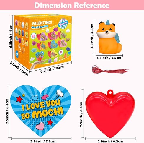 28 Pack Valentine Mochi Squishies Gifts for Kids, Greeting Cards and Animal Mochi Squishies Filled Heart-Shape Box Kawaii Squishies Stress Relief Fidget Toys Classroom Exchange Party Favors in Saudi Arabia