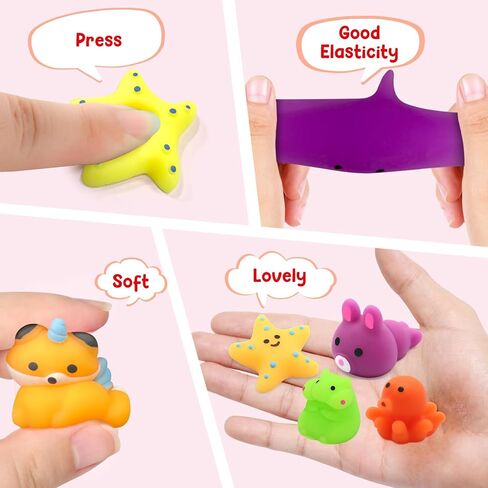 28 Pack Valentine Mochi Squishies Gifts for Kids, Greeting Cards and Animal Mochi Squishies Filled Heart-Shape Box Kawaii Squishies Stress Relief Fidget Toys Classroom Exchange Party Favors in Saudi Arabia