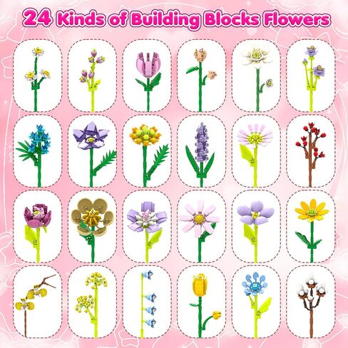 Ludmila 24 Pack Flower Valentines Day Gifts for Kids – Valentine Cards with Large Flower Building Block Crafts, Cute Classroom Exchange Gifts & Party Favors for Boys Girls Teens Adults in Saudi Arabia