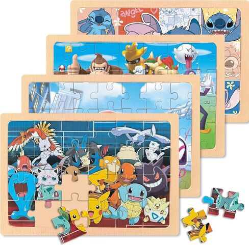Cartoon Wooden Puzzles for Kids 3+ Year Old,24 Pcs Jigsaw Puzzles for Toddlers Activities, Preschool Educational Brain Teaser Boards for Boys and Girls 3 4 5 6 Years Old Birthday Gifts 5.9X8.8 Inch in Saudi Arabia