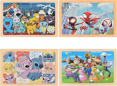 Cartoon Wooden Puzzles for Kids 3+ Year Old,24 Pcs Jigsaw Puzzles for Toddlers Activities, Preschool Educational Brain Teaser Boards for Boys and Girls 3 4 5 6 Years Old Birthday Gifts 5.9X8.8 Inch in Saudi Arabia