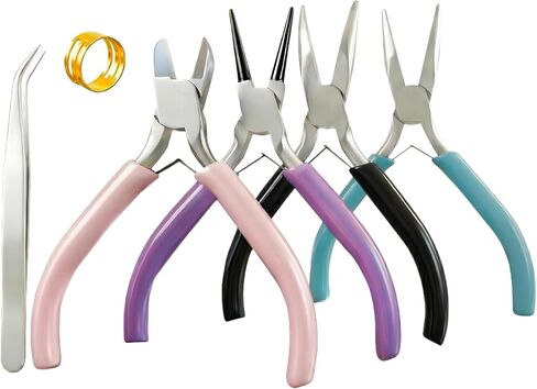 4 PCS Mini Jewelry Pliers Tools Set for Jewelry Making & Repair Supplies - Flat/Bent/Round/Needle-Nose, Small Craft Wire Cutters Pliers Kit for Crafting, Wire Wrapping, Ring, Earring, Beading in Saudi Arabia
