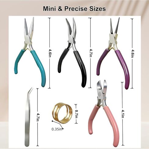 4 PCS Mini Jewelry Pliers Tools Set for Jewelry Making & Repair Supplies - Flat/Bent/Round/Needle-Nose, Small Craft Wire Cutters Pliers Kit for Crafting, Wire Wrapping, Ring, Earring, Beading in Saudi Arabia