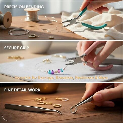 4 PCS Mini Jewelry Pliers Tools Set for Jewelry Making & Repair Supplies - Flat/Bent/Round/Needle-Nose, Small Craft Wire Cutters Pliers Kit for Crafting, Wire Wrapping, Ring, Earring, Beading in Saudi Arabia