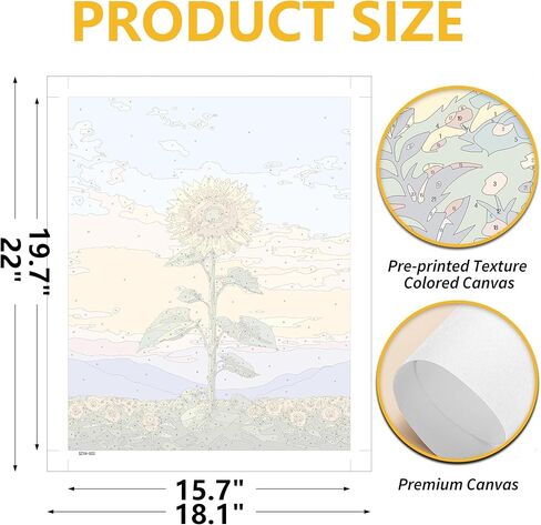 AWUJON Paint by Numbers Kit for Adults Beginner, Sunflower Adult Paint by Number Kits On Canvas Oil Painting Kit for Adults' Paint-by-Number Kits for Gift Home Wall Decor 16x20 Inch (Without Frame) in Saudi Arabia