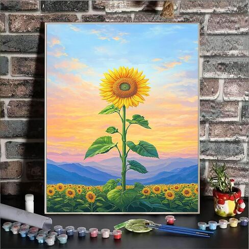 AWUJON Paint by Numbers Kit for Adults Beginner, Sunflower Adult Paint by Number Kits On Canvas Oil Painting Kit for Adults' Paint-by-Number Kits for Gift Home Wall Decor 16x20 Inch (Without Frame) in Saudi Arabia