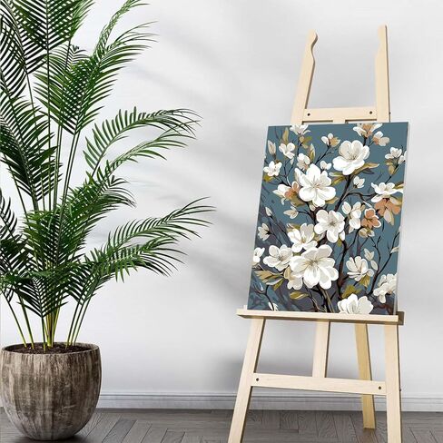 Auremi Flower Paint by Number Kits with Framed, DIY Flower Paint by Number Canvas for Adults, Easy Acrylic in Canvas with Brushes for Decor 20x30cm in Saudi Arabia