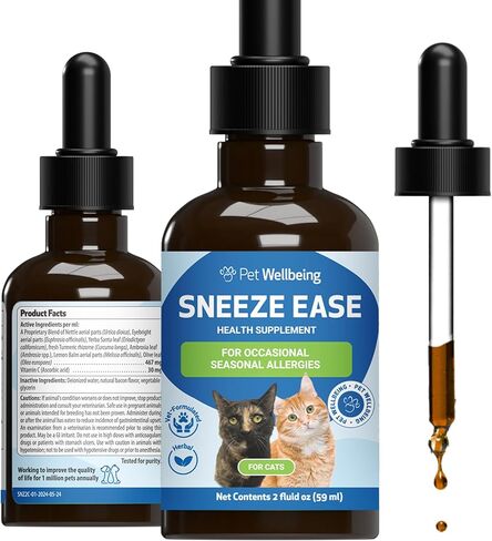 Pet Wellbeing Nettle-Eyebright Gold للقطط - تركيبة بيطرية - الحساسية الموسمية، حمى القش، التهاب الأنف التحسسي - مكمل عشبي طبيعي 2 أونصة (59 مل) in Kuwait