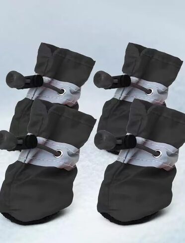 4pcs Water-Resistant Dog Shoes for Small Dogs - Protect Your Pet's Paws and Keep Them Dry,Black,S in Saudi Arabia