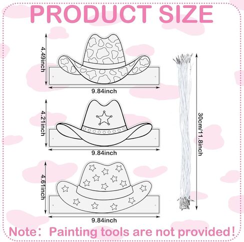 24 Pcs DIY West Cowboy Paper Crown Party Hats Birthday Decoration Favors for Boys Girls Photo Booth Props Cowboy Party Supplies in Saudi Arabia