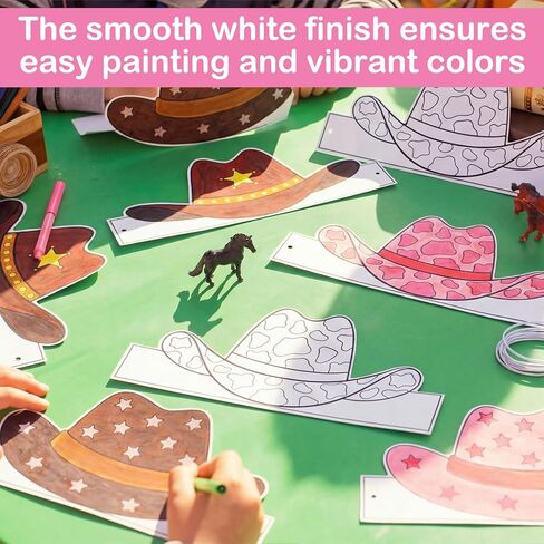 24 Pcs DIY West Cowboy Paper Crown Party Hats Birthday Decoration Favors for Boys Girls Photo Booth Props Cowboy Party Supplies in Saudi Arabia