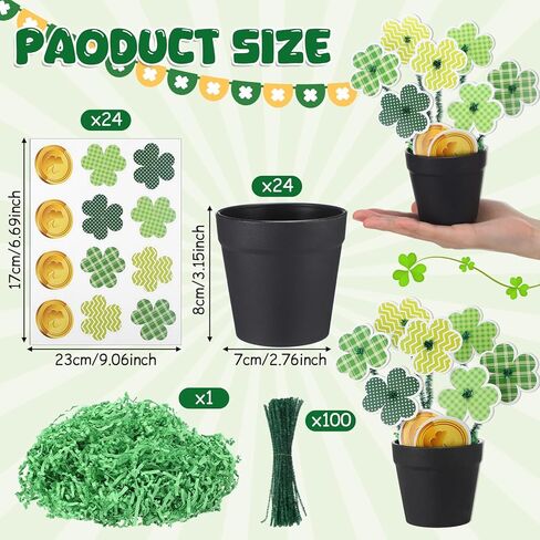 Civaner 24 Sets St. Patrick's Day Shamrock Craft Kit DIY Clover Flower Pots with Shamrock Cards for St Patrick's Day Decorations Irish Festival Gift Classroom Crafts School Projects Spring Activities in Saudi Arabia