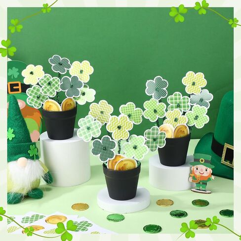 Civaner 24 Sets St. Patrick's Day Shamrock Craft Kit DIY Clover Flower Pots with Shamrock Cards for St Patrick's Day Decorations Irish Festival Gift Classroom Crafts School Projects Spring Activities in Saudi Arabia