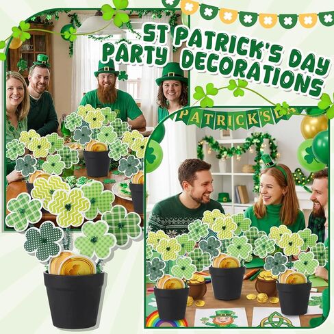 Civaner 24 Sets St. Patrick's Day Shamrock Craft Kit DIY Clover Flower Pots with Shamrock Cards for St Patrick's Day Decorations Irish Festival Gift Classroom Crafts School Projects Spring Activities in Saudi Arabia