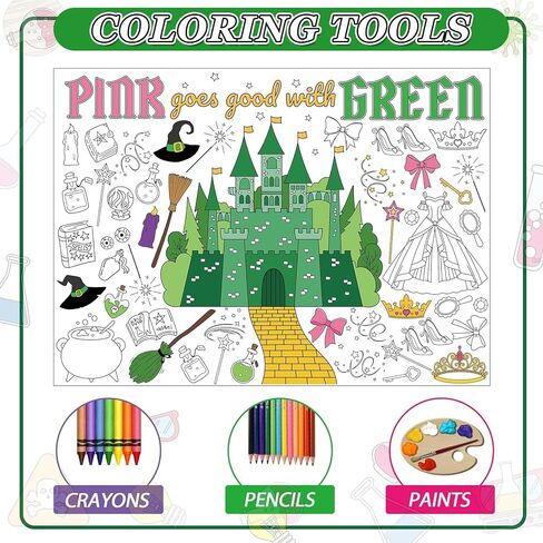 MinFyberd Witch Giant Coloring Poster Large Castle Coloring Sheet Big Pink Goes Good with Green Themed Color Tablecloth Book Page for Halloween Witches Crafts Supplies Home Activities in Saudi Arabia