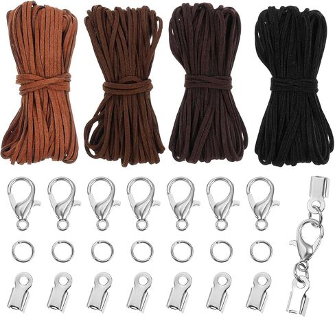 4 Pcs Leather Necklace Cord, 40m Suede Leather String with Clasp, Suede Leather Cord for Jewelry Making Necklace Bracelet DIY Art Crafts Beading(4 Colors 10 Meters Each) in Saudi Arabia