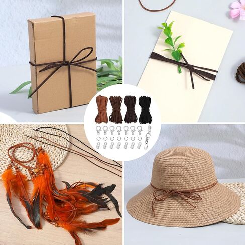4 Pcs Leather Necklace Cord, 40m Suede Leather String with Clasp, Suede Leather Cord for Jewelry Making Necklace Bracelet DIY Art Crafts Beading(4 Colors 10 Meters Each) in Saudi Arabia