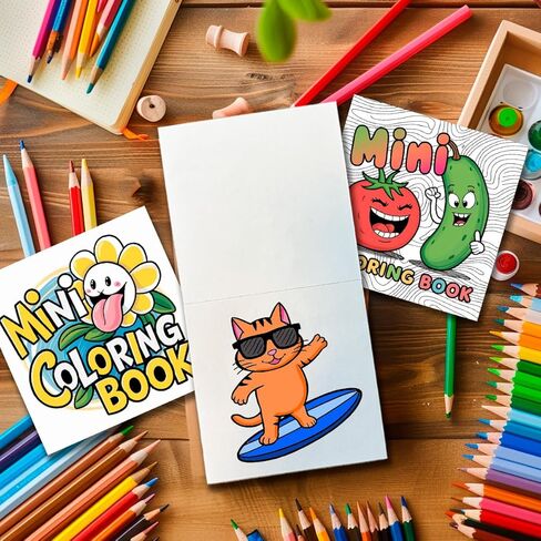 2-Pack 100 Pages Pocket Size Mini Coloring Books for Kids and Adults Funny and Cute 3" x 3" in Saudi Arabia