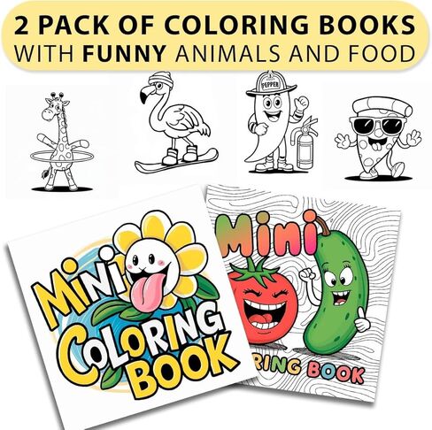 2-Pack 100 Pages Pocket Size Mini Coloring Books for Kids and Adults Funny and Cute 3" x 3" in Saudi Arabia