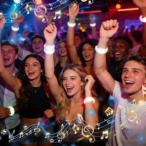 24 حزمة من الأساور المضيئة التي تعمل بالصوت، سوار وامض يعمل بالتحكم في الموسيقى، يتوهج في الظلام، أساور لجوائز لعبة الهذيان وحفلات الكرنفال والأحداث الليلية، هدايا حفلات ماردي غرا in Kuwait