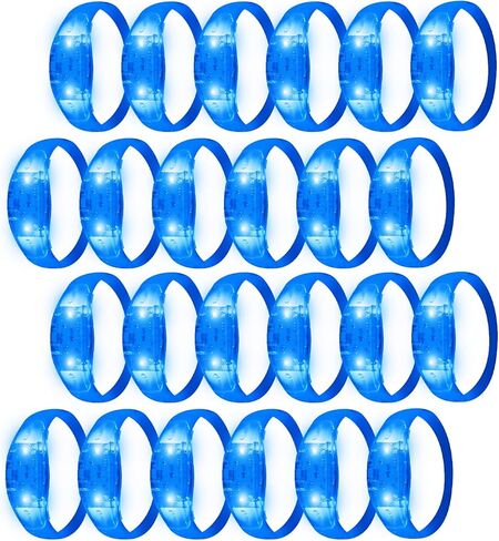 24 حزمة من الأساور المضيئة التي تعمل بالصوت، سوار وامض يعمل بالتحكم في الموسيقى، يتوهج في الظلام، أساور لجوائز لعبة الهذيان وحفلات الكرنفال والأحداث الليلية، هدايا حفلات ماردي غرا in Kuwait