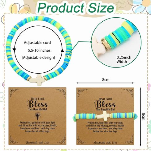 Landical 24 Pcs Easter Cross Friendship Bracelets with Motivational Cards Easter Gifts for Women Bulk Basket Stuffer Cute Cross Party Favors Egg Fillers Friendship Jewelry Set in Kuwait