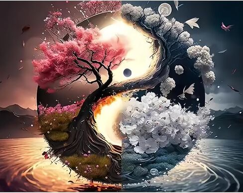 مجموعة أدوات الرسم حسب الأرقام من CXJINZE للبالغين المبتدئين - يراعات المناظر الطبيعية في الغابة، مجموعة أرقام لوحة زيتية شخصية للفنانين البالغين سهلة بدون إطار لهدية ديكور جدار المنزل (16 × 20 بوصة) in Kuwait